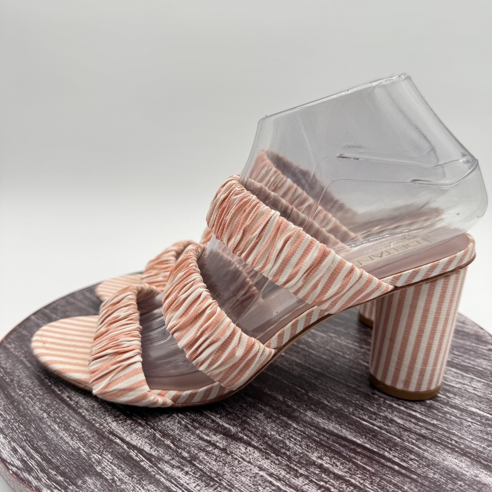 Deltan Sandals Womens 8.5 Striped Slip On Leather Outsole Three Band Shoes Pink